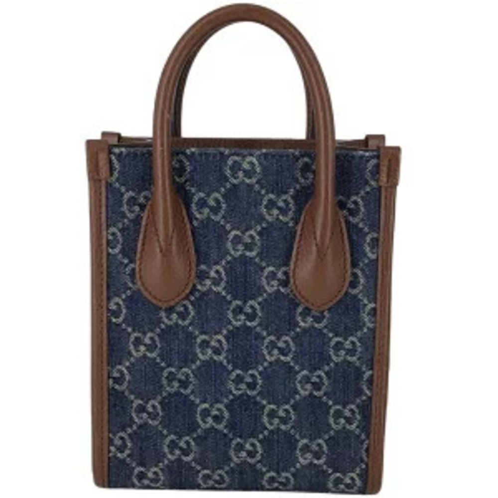 Gucci GG Interlocking Shoulder Bag Navy Brown Blue
